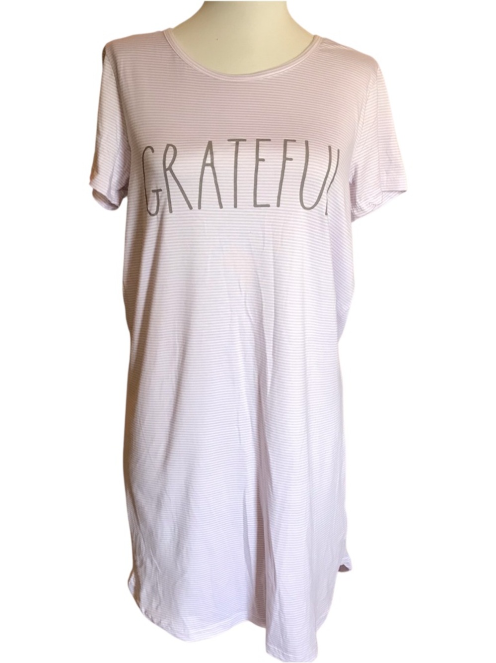Rae Dunn Striped 'GRATEFUL' Nightshirt size Small